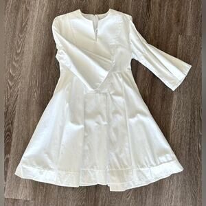 CARVEN White Origami Bell Sleeve Cotton Women’s Dress French 34 US 2